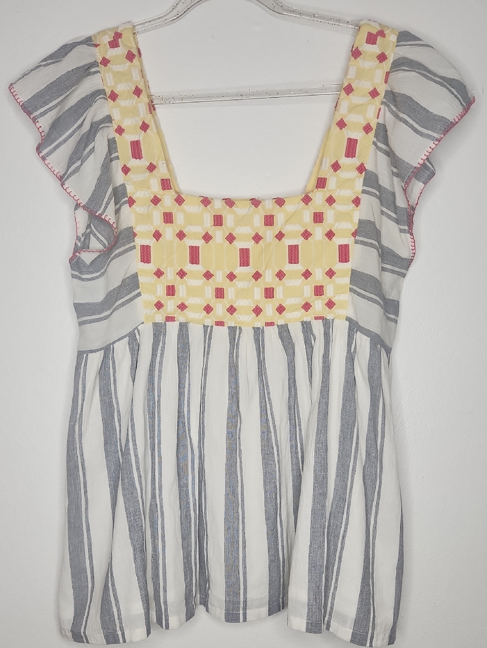 Anthropologie Boho Retro Peasant Cottagecore Embroidered Festival Top Size 6 70s - Picture 2 of 12